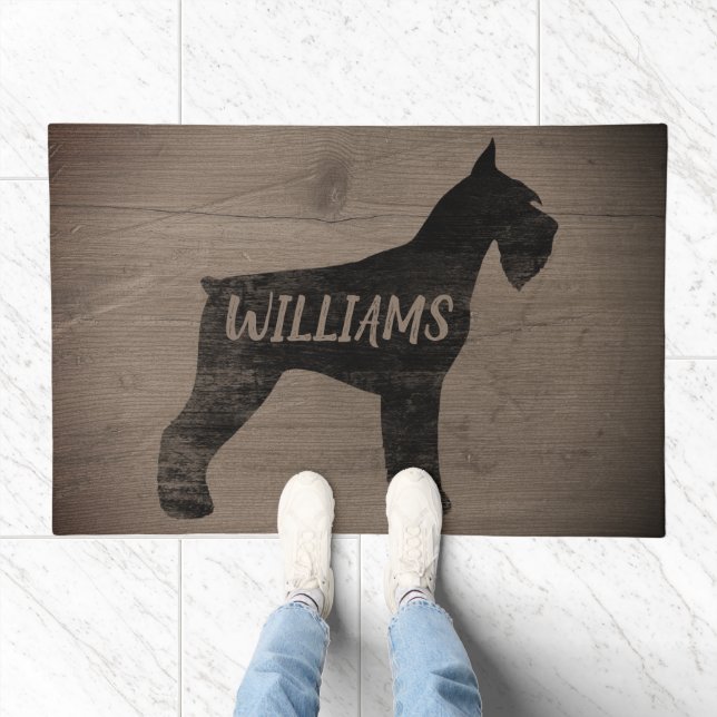 Giant Schnauzer Silhouette Rustic Style Custom Doormat (Indoor)