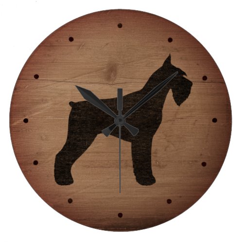 Giant Schnauzer Silhouette Rustic Style Large Clock