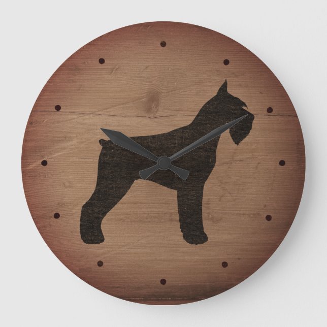 Giant Schnauzer Silhouette Rustic Style Large Clock (Front)