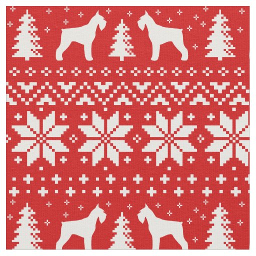 Giant Schnauzer Silhouettes Christmas Holiday Fabric