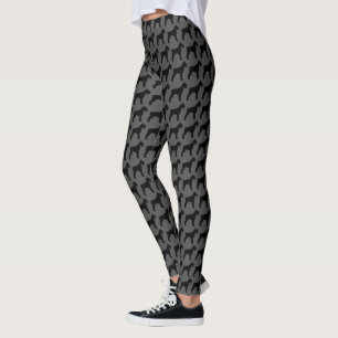 Giant Schnauzer Silhouettes Pattern Grey and Black Leggings