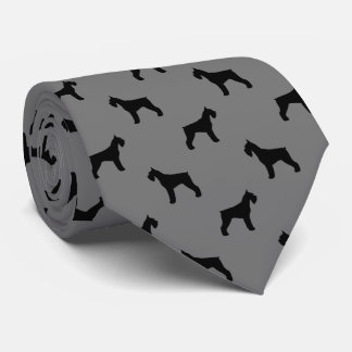 Giant Schnauzer Silhouettes Pattern Grey and Black Tie