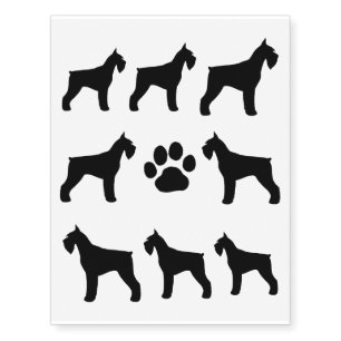 Giant Schnauzer Silhouettes Temporary Tattoos