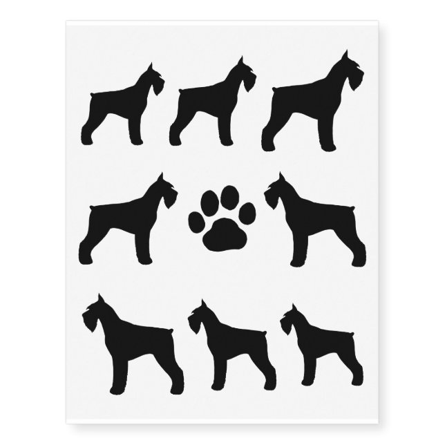 Giant Schnauzer Silhouettes Temporary Tattoos (Front)