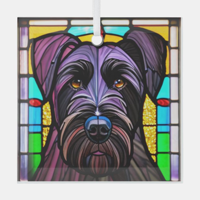 Giant Schnauzer "Stained Glass"  Glass Ornament (Front)