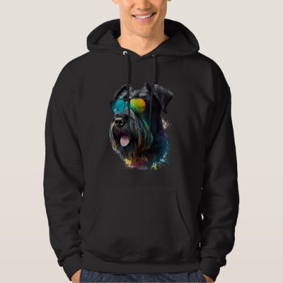 Giant schnauzer walking dog fans party sunglasses hoodie