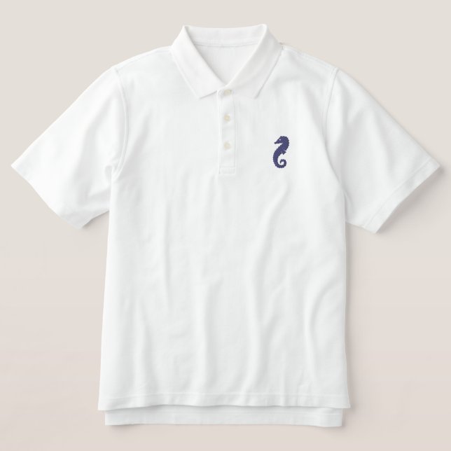 Giant Seahorse Embroidered Polo Shirt (Design Front)