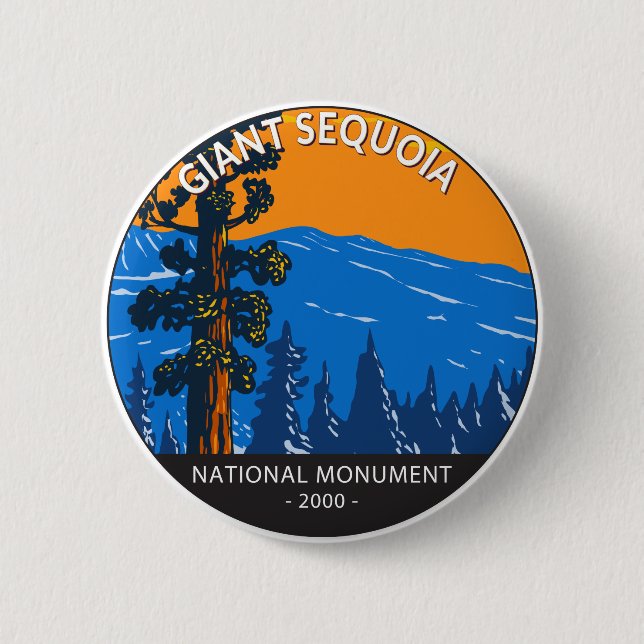 Giant Sequoia National Monument California Vintage Button (Front)
