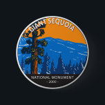 Giant Sequoia National Monument California Vintage Button<br><div class="desc">Giant Sequoia vector artwork design. The giant sequoia is the world's largest tree. It grows naturally only in a narrow 60-mile band of mixed conifer forest on the western slopes of the Sierra Nevada mountain range in California.</div>
