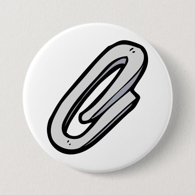 Giant Silver Paperclip Office and Stationery Button (Front)