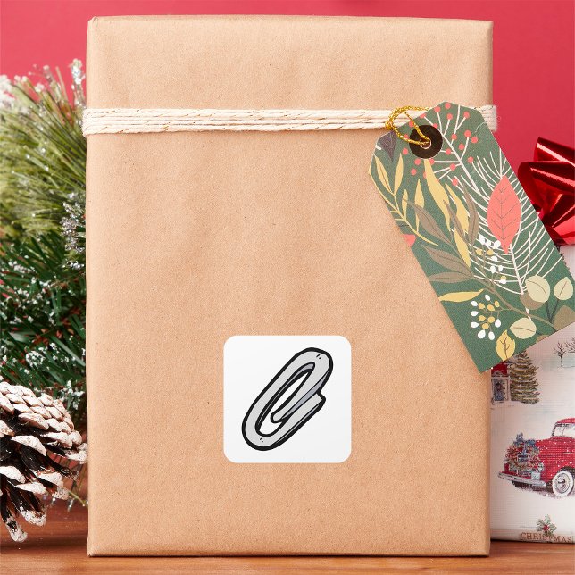 Giant Silver Paperclip Office and Stationery Square Sticker (Creator Uploaded)