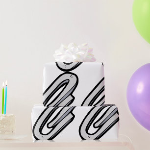 Giant Silver Paperclip Office and Stationery Wrapping Paper