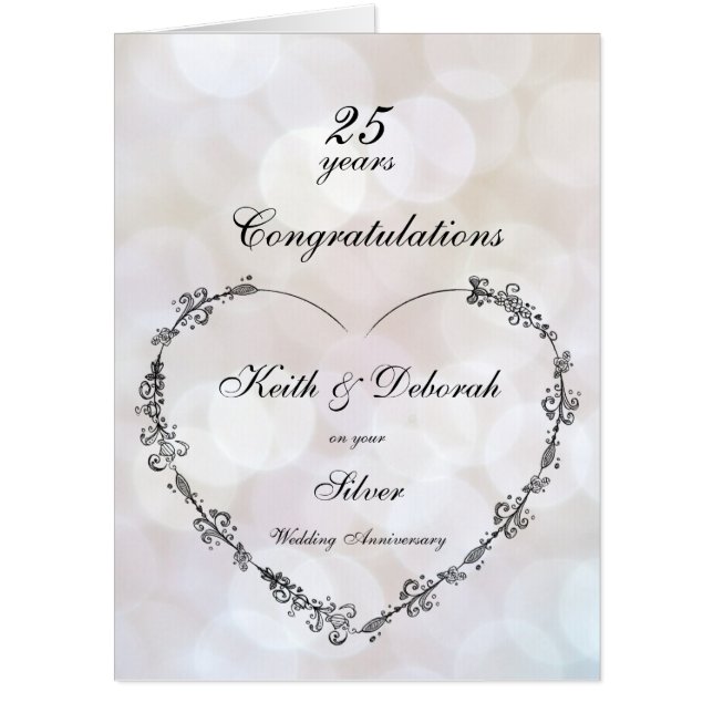 Giant Silver Wedding Anniversary design Card (Front)