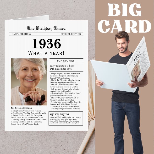 Giant size 1936 Newspaper Birthday card (Creator Uploaded)