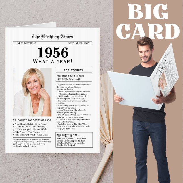 Giant size 1956 Newspaper Birthday card (Creator Uploaded)