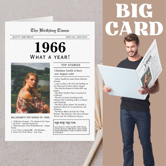 Giant size 1966 Newspaper Birthday card (Creator Uploaded)