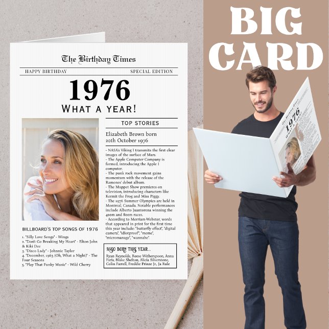 Giant size 1976 Newspaper Birthday card (Creator Uploaded)