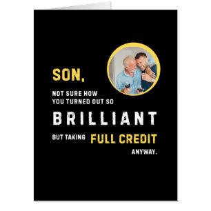 GIANT SIZE Funny Brilliant Son Photo Birthday Card