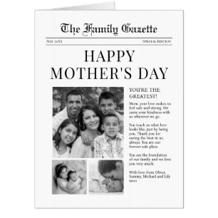 GIANT SIZE Newspaper Happy Mothers Day  Card