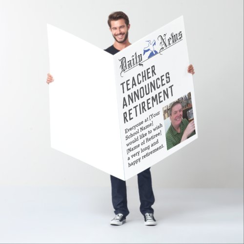 Giant Size Teacher Retirement Card to Personalize