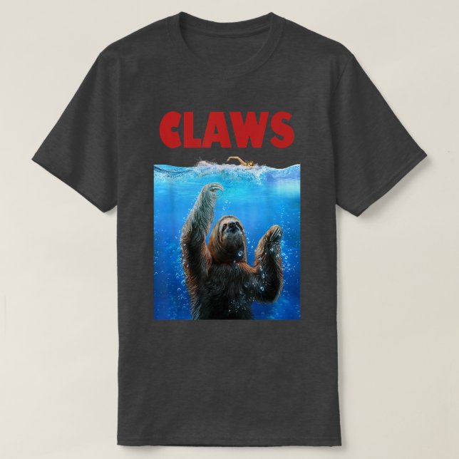 Giant Sloth Terrorizing Swimmer, Beware of Claws  T-Shirt (Design Front)