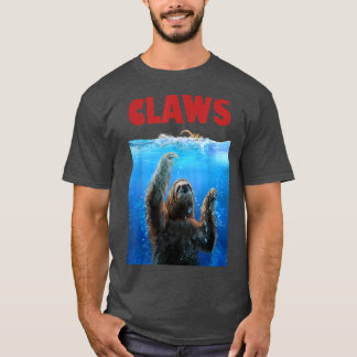 Giant Sloth Terrorizing Swimmer, Beware of Claws T-Shirt