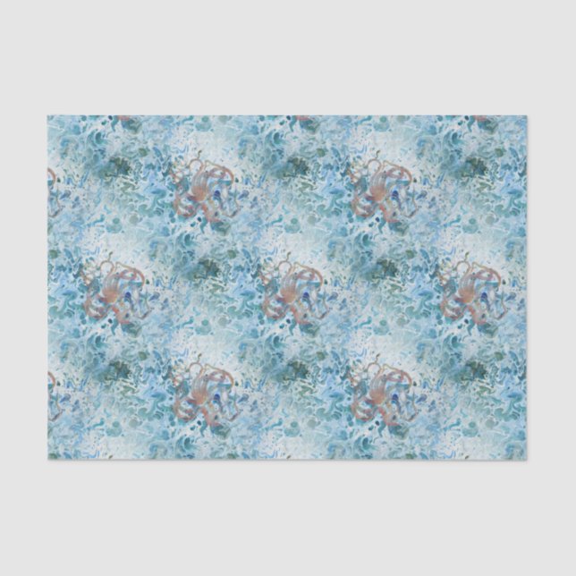 Giant Squid Sea Octopus Painting Tissue Paper (Front)