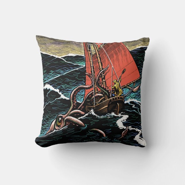 Giant Squid Throw Pillow (Front)