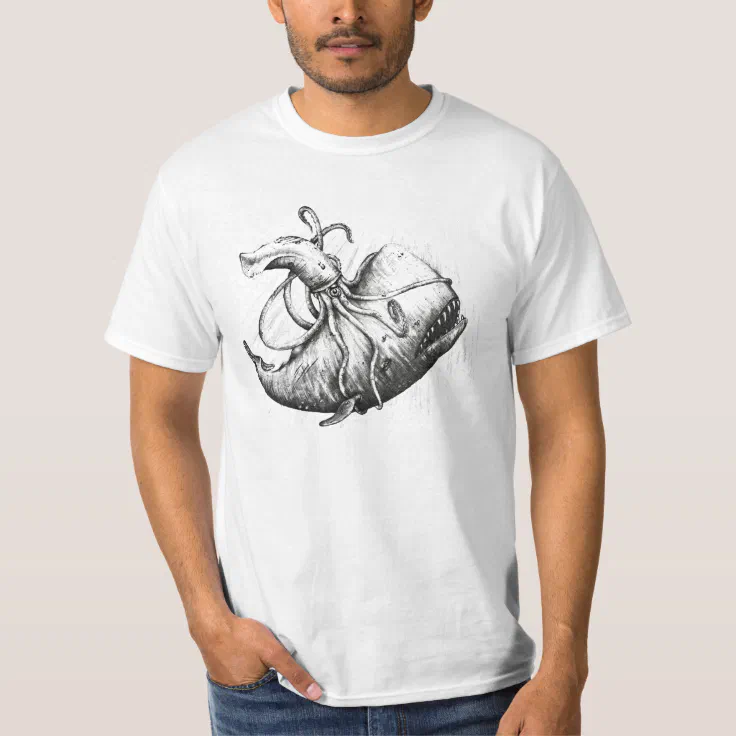 Giant Squid vs Sperm Whale T-Shirt | Zazzle