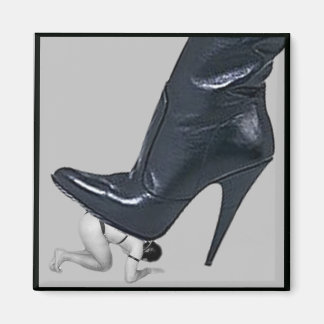 Giant Stiletto Boot Stepping on a slave Magnet