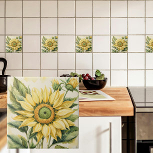 Giant Sunflower Ceramic Tile