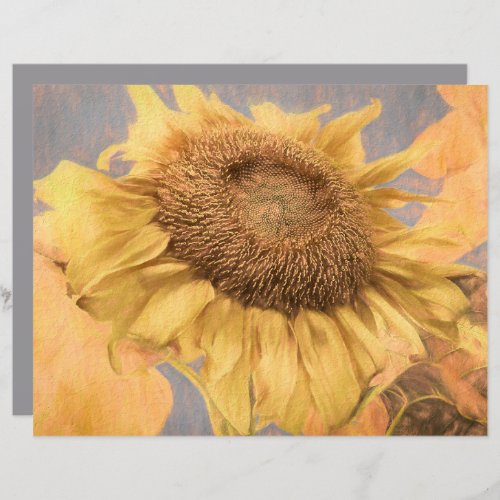 Giant Sunflower Country Yellow Grey Decoupage Art