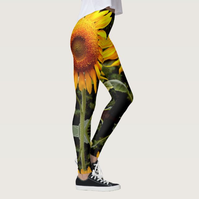 Giant Sunflower photo yellow flower  Leggings (Right)