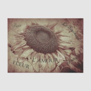Giant Sunflower Sepia Brown Vintage Ephemera Tissue Paper
