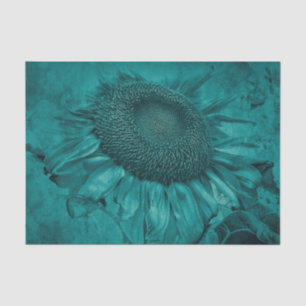 Giant Sunflower Teal Blue Vintage Antique Tissue Paper