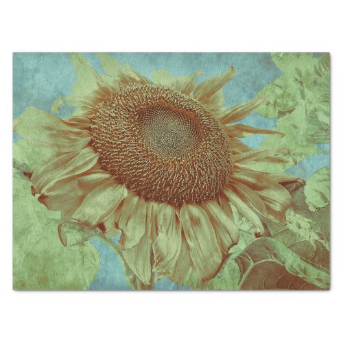 Giant Sunflower Teal Yellow Green Vintage Antique Tissue Paper