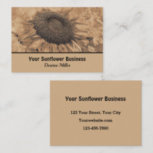 Giant Sunflower Vintage Sepia Brown Rustic Business Card
