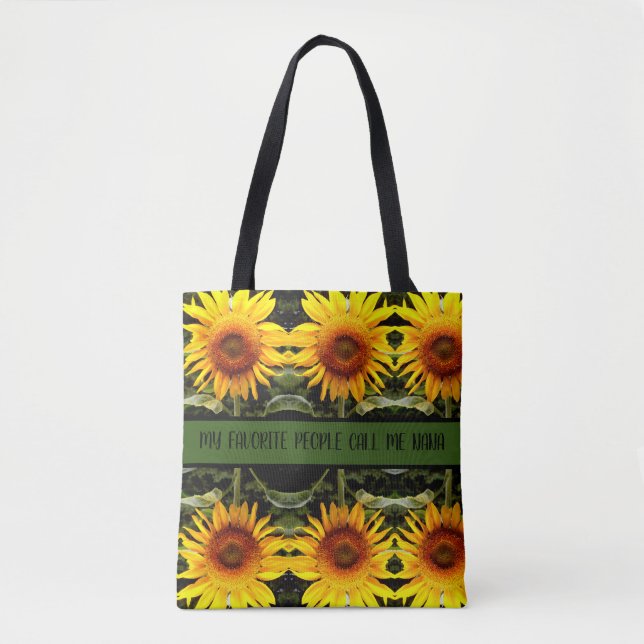 Giant Sunflower, yellow flowers pattern Tote Bag (Front)