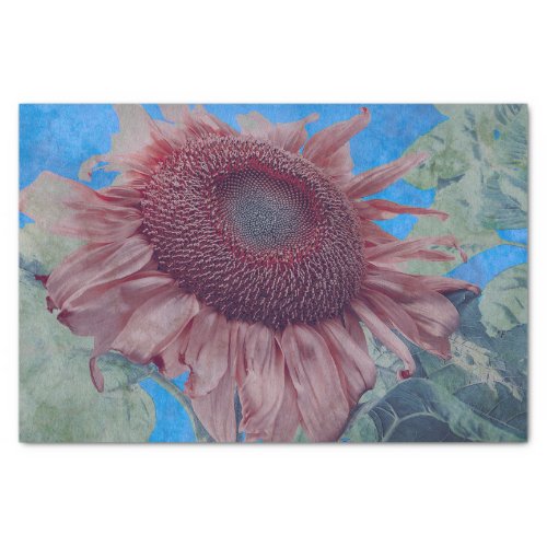 Giant Sunflowers Country Pink Blue Decoupage Art Tissue Paper