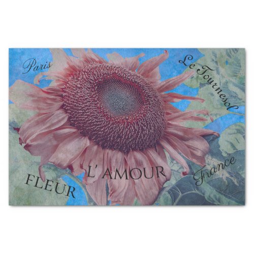 Giant Sunflowers Country Pink Blue Ephemera Tissue Paper