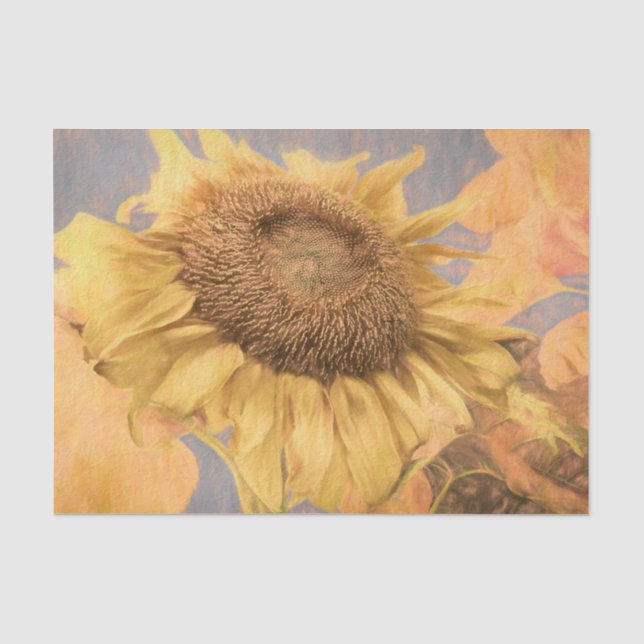 Giant Sunflowers Country Yellow Grey Decoupage Art Tissue Paper (Front)