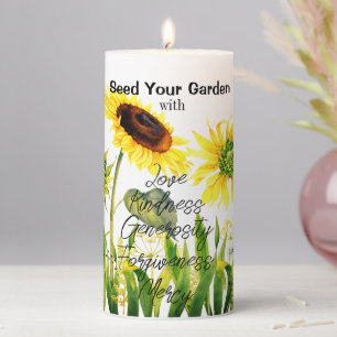 Giant Sunflowers Script Words Pillar Candle