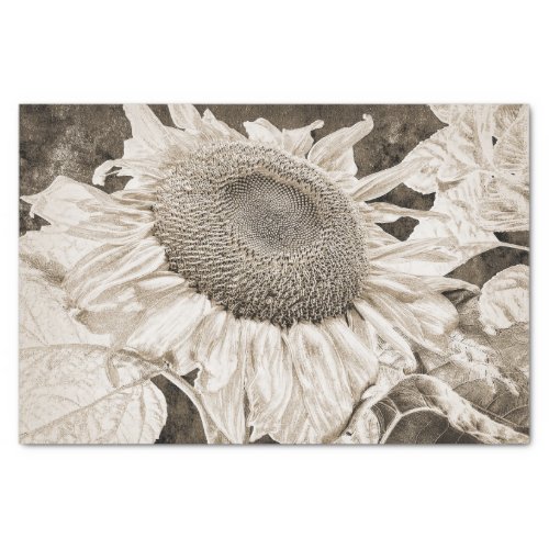 Giant Sunflowers Sepia Brown Texture Art Decoupage Tissue Paper
