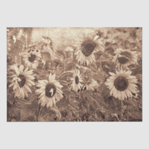 Giant Sunflowers Sepia Floral Texture Decoupage Tissue Paper