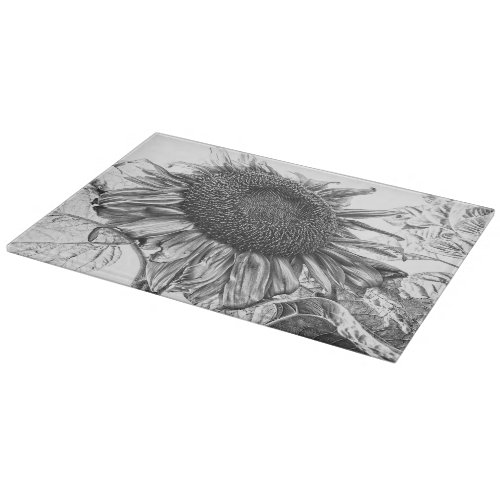 Giant Sunflowers Vintage Black And White Art Cutting Board