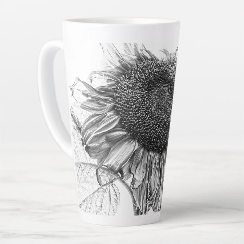 Giant Sunflowers Vintage Black And White Art Latte Mug