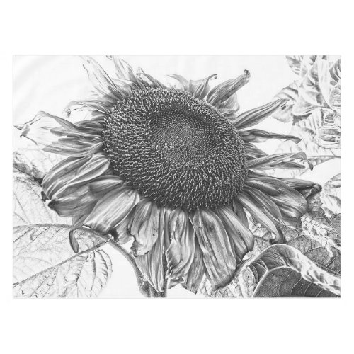 Giant Sunflowers Vintage Black And White Art Tablecloth