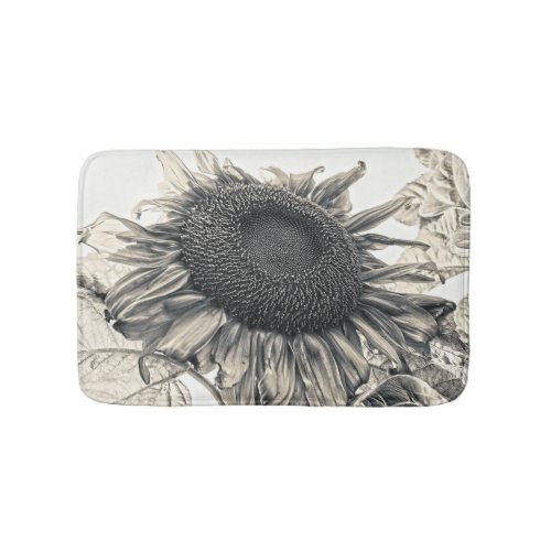 Giant Sunflowers Vintage Sepia Antique Style Art Bath Mat