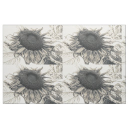 Giant Sunflowers Vintage Sepia Decoupage Art Quilt Fabric