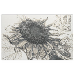 Giant Sunflowers Vintage Sepia Decoupage Art Quilt Fabric